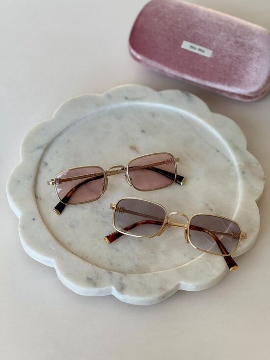 Miu Miu Women Sunglasses Pale Gold Pink Rectangle MUA53S ZVN4I0 NEW AUTHENTIC main image 4